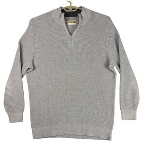 The Normal Brand Mens XL Gray Waffle Knit Quarter Zip Mock Neck Pullover Sweater